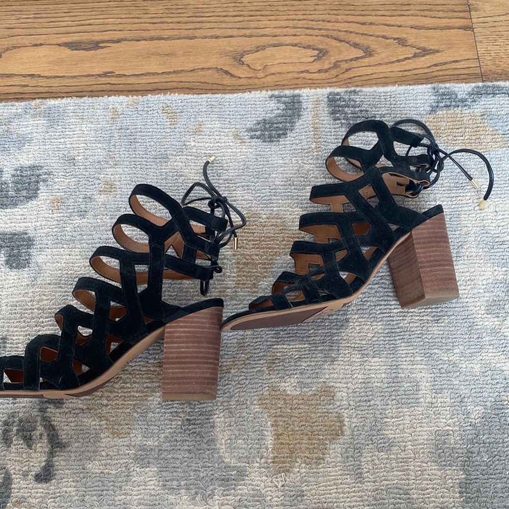 Franco Sarto Connie Black Suede Block Heel Sandal size 9 - Picture 4 of 7